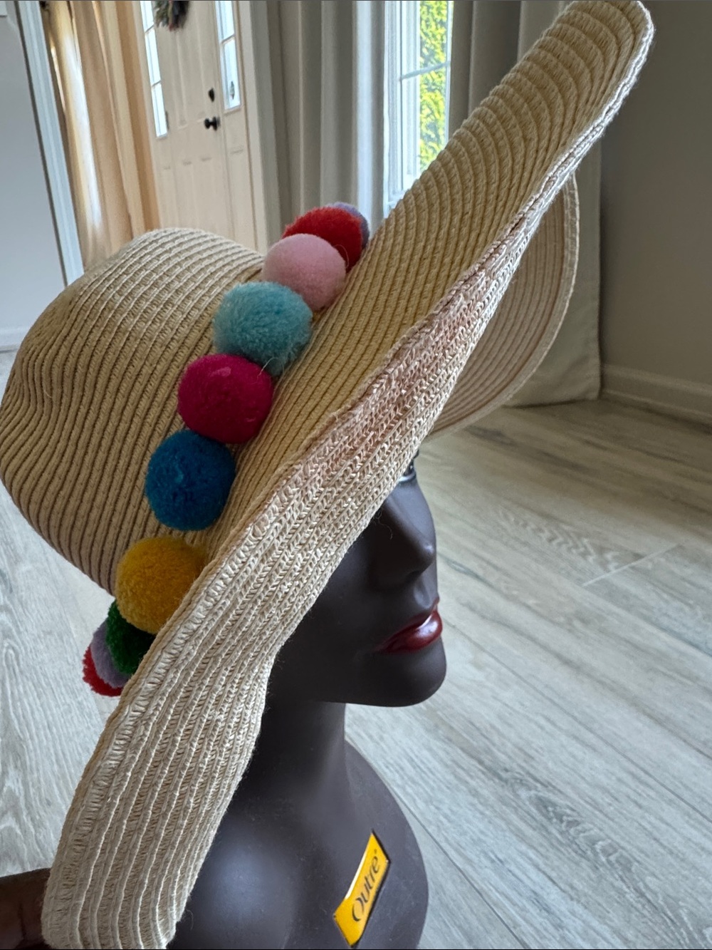 Pom-Pom Straw Sun Hat - Multicolor